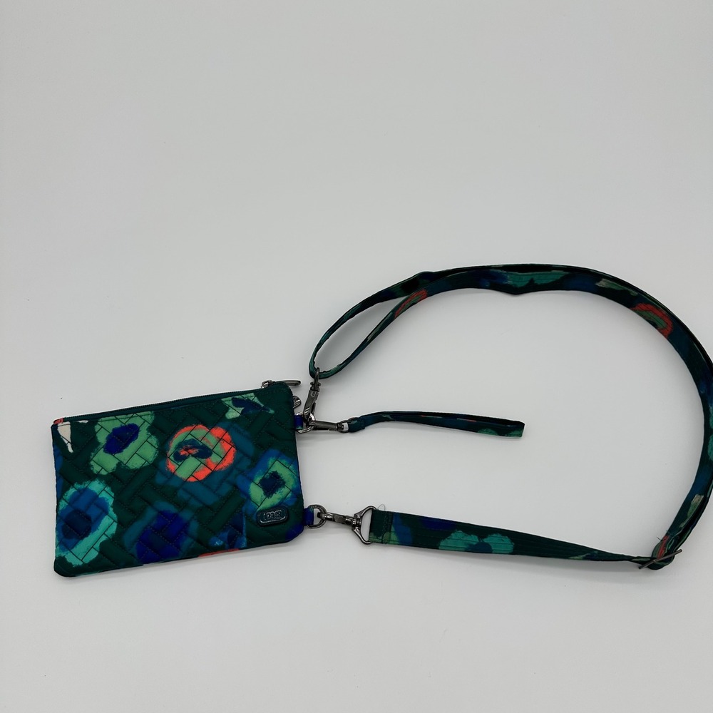 Lug Peekaboo Crossbody Pouch Mystic Bloom Floral Quilted Wristlet Wallet ID
